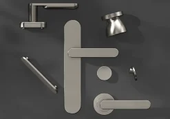 GoodHome Bouton de porte double champignon gris Ø. 48mm x l.48 x H. 44mm