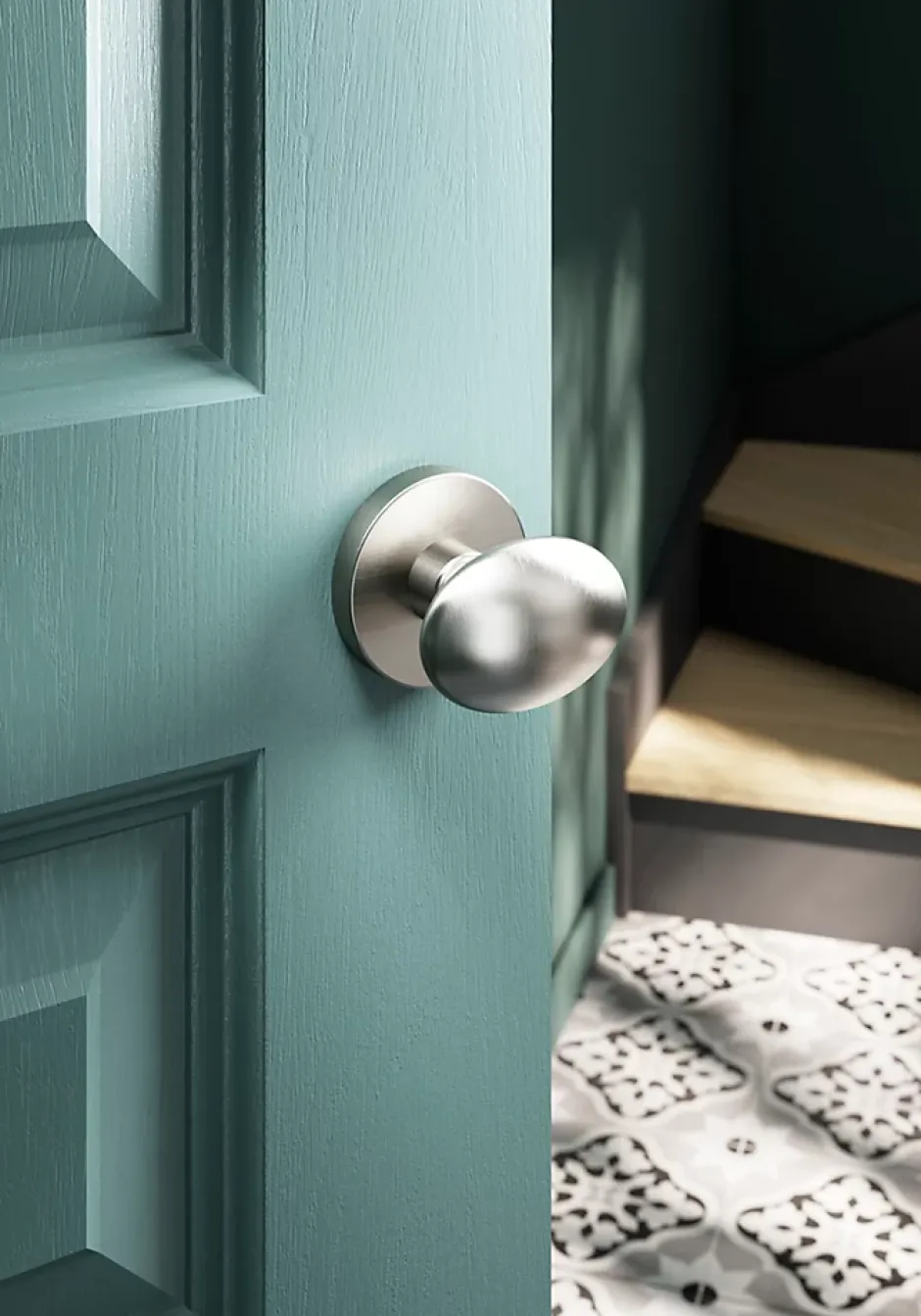 Bouton de porte double ovale gris Ø. 65mm x l.45 x H. 66mm-GoodHome