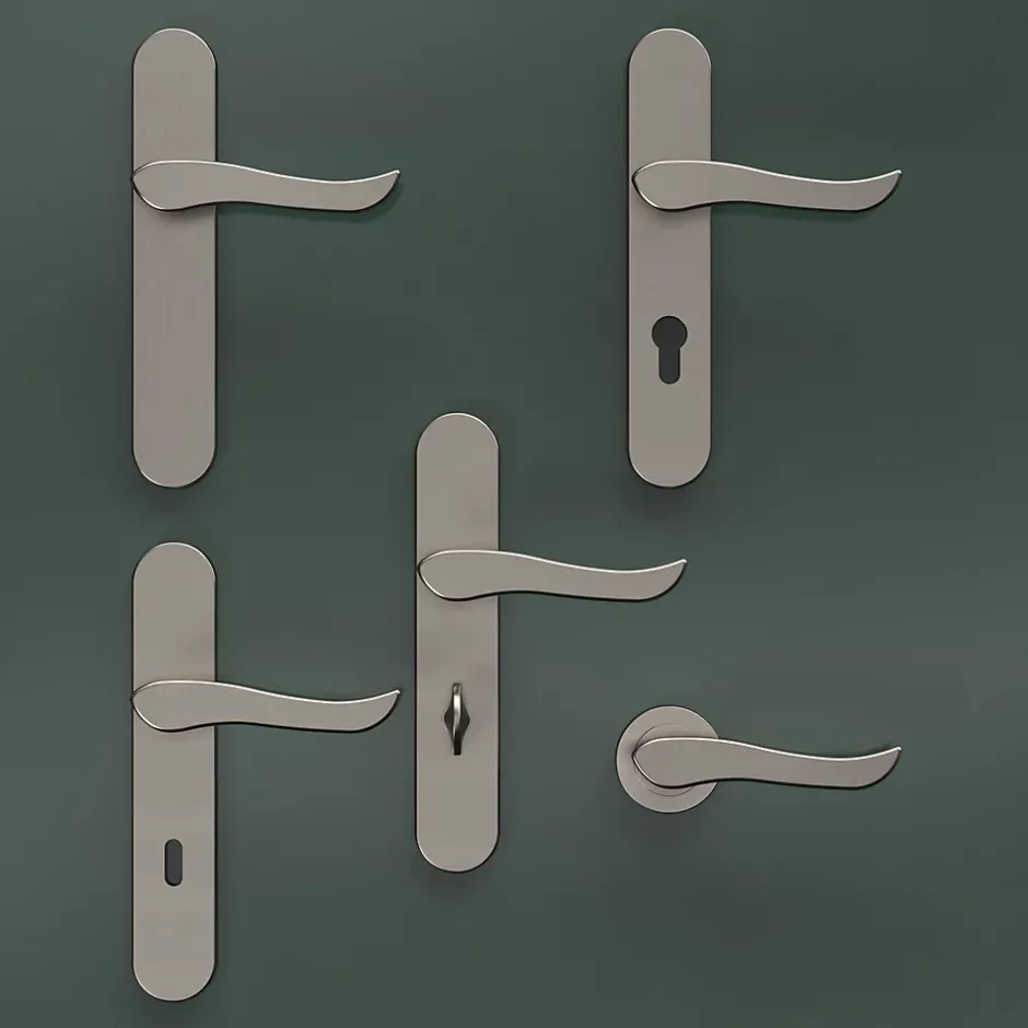 Bouton de porte double ovale gris Ø. 65mm x l.45 x H. 66mm-GoodHome