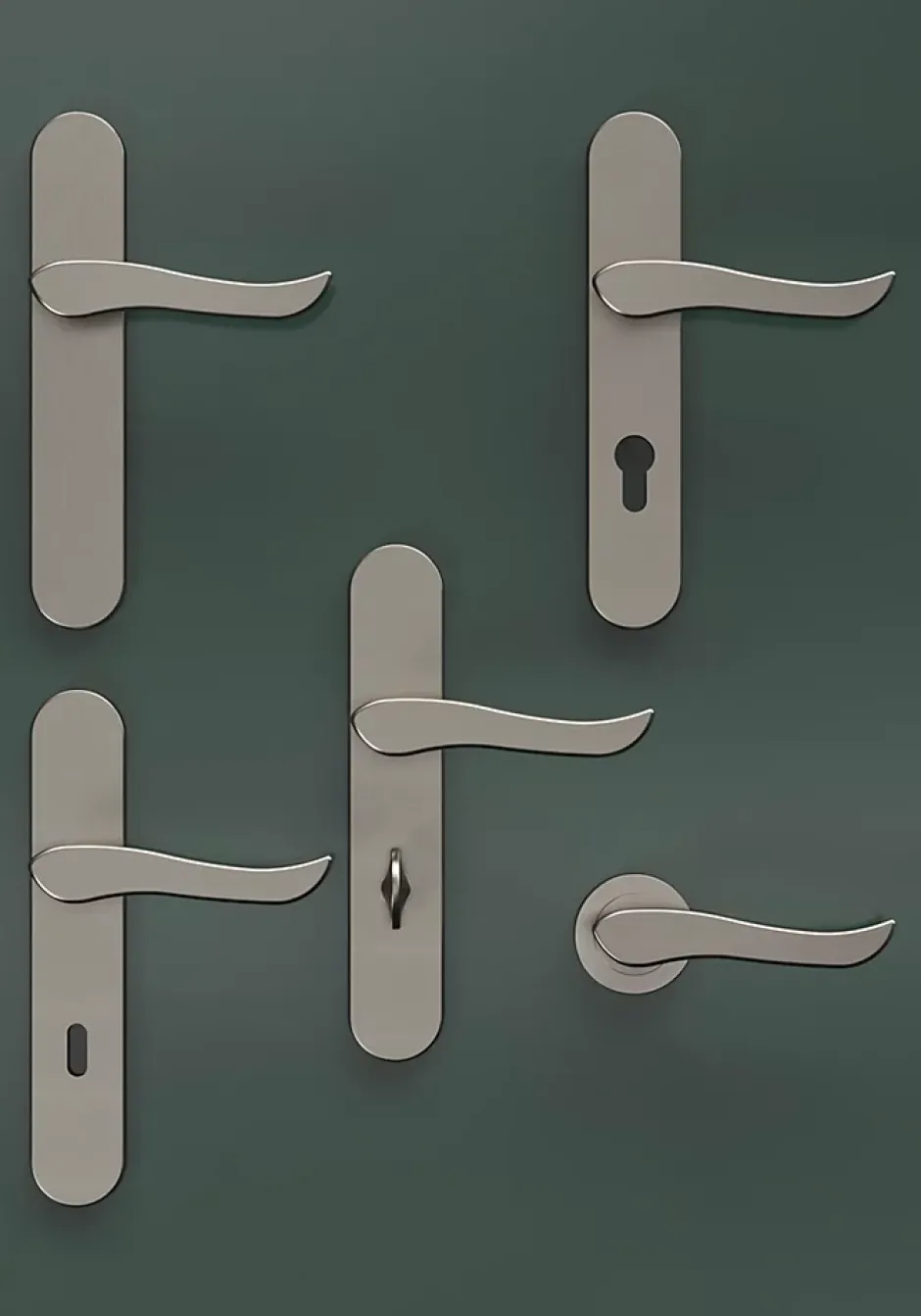 Bouton de porte double ovale gris Ø. 65mm x l.45 x H. 66mm-GoodHome