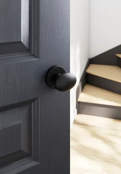 Bouton de porte double ovale noir Ø. 65mm x l.45 x H. 66mm-GoodHome Clearance