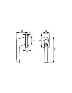 Thirard Béquille à clé pour fenêtre, avec vis de pose, blanc, 1 clé -