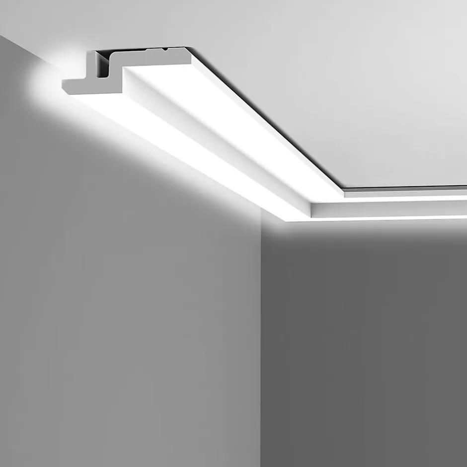 C394 STEPS Corniche cache tringle à rideau -9,5x3,1x200cm (h x p x l) moulure décorative A l'unité-Orac Decor Sale