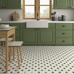 Aelle Carrelage Cabochon sol / mur brillant 3,4x3,4 cm Taco KASBAH VERD