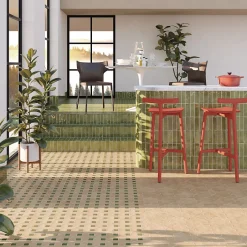 Aelle Carrelage Cabochon sol / mur brillant 3,4x3,4 cm Taco KASBAH VERD