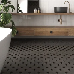 Cabochon sol / mur mate 3,4x3,4 cm Taco KASBAH BLACK HAT MATT-Aelle Carrelage Online