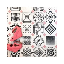 Eiffel art construction Cabochon sol / mur uni rose 4x4 cm VODEVIL TACO DOME PINK (vendu par boite de 100 pièces)