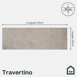 GoodHome Carreau en travertin sol et mur L.60 x l.20 cm x ép.10 mm, Travertino