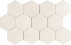 Carreau Hexagonal Effet Ciment. Grès Cérame Sol et Mur. Custom Ivoire 14x16cm-Lux Mosaic Hot