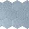 Carreau Hexagonal Effet Ciment. Grès Cérame Sol et Mur. Décor Custom Bleu 14x16cm-Lux Mosaic Hot