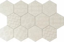 Lux Mosaic Carreau Hexagonal Effet Ciment. Grès Cérame Sol et Mur. Décor Custom Ivoire 14x16cm