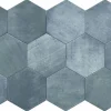 Carreau Hexagonal en Grès Cérame Effet Ciment. Série Denia Bleu 14x16 cm-Lux Mosaic Discount