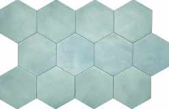 Carreau Hexagonal en Grès Cérame Effet Ciment. Série Denia Ciel 14x16 cm-Lux Mosaic Hot