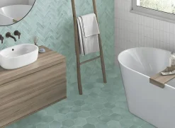 Carreau Hexagonal en Grès Cérame Effet Ciment. Série Denia Ciel 14x16 cm-Lux Mosaic Hot