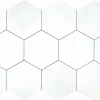 Carreau Hexagonal en Grès Cérame Effet Ciment. Série Denia Blanc 14x16 cm-Lux Mosaic Best