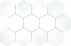 Carreau Hexagonal en Grès Cérame Effet Ciment. Série Denia Blanc 14x16 cm-Lux Mosaic Best