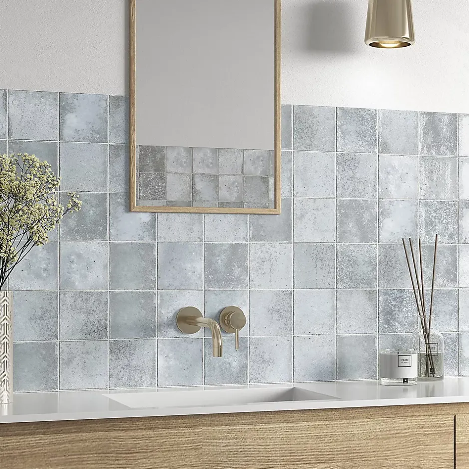 Carreau Mural Intérieur/Extérieur Brillant. Nissel Gris 12x12 cm-Lux Mosaic Clearance