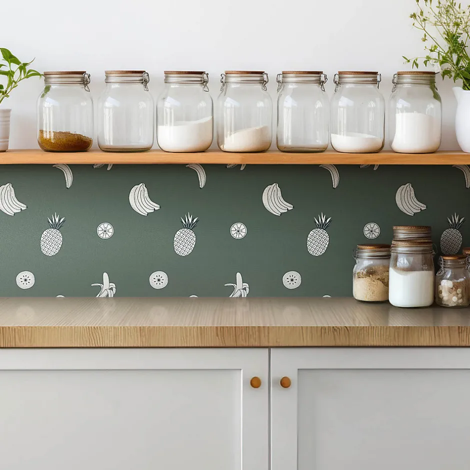 Tulup Carreaux vinyle 30x30 cm Ananas et banane 9 pcs