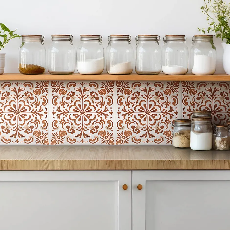 Carreaux vinyle 30x30 cm Ornement à motifs 9 pcs-Tulup New