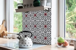 Tulup Carreaux vinyle 30x30 cm Fleurs et motifs royaux 9 pcs