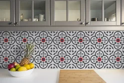 Tulup Carreaux vinyle 30x30 cm Fleurs et motifs royaux 9 pcs