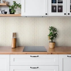 Tulup Carreaux vinyle 30x30 cm Géométrie dorée 9 pcs