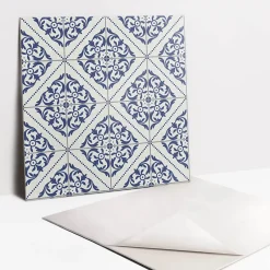 Tulup Carreaux vinyle 30x30 cm Carreaux bleus portugais 9 pcs