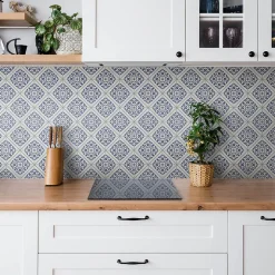 Tulup Carreaux vinyle 30x30 cm Carreaux bleus portugais 9 pcs