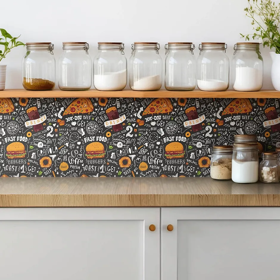 Carreaux vinyle 30x30 cm Dessin animé de restauration rapide 9 pcs-Tulup