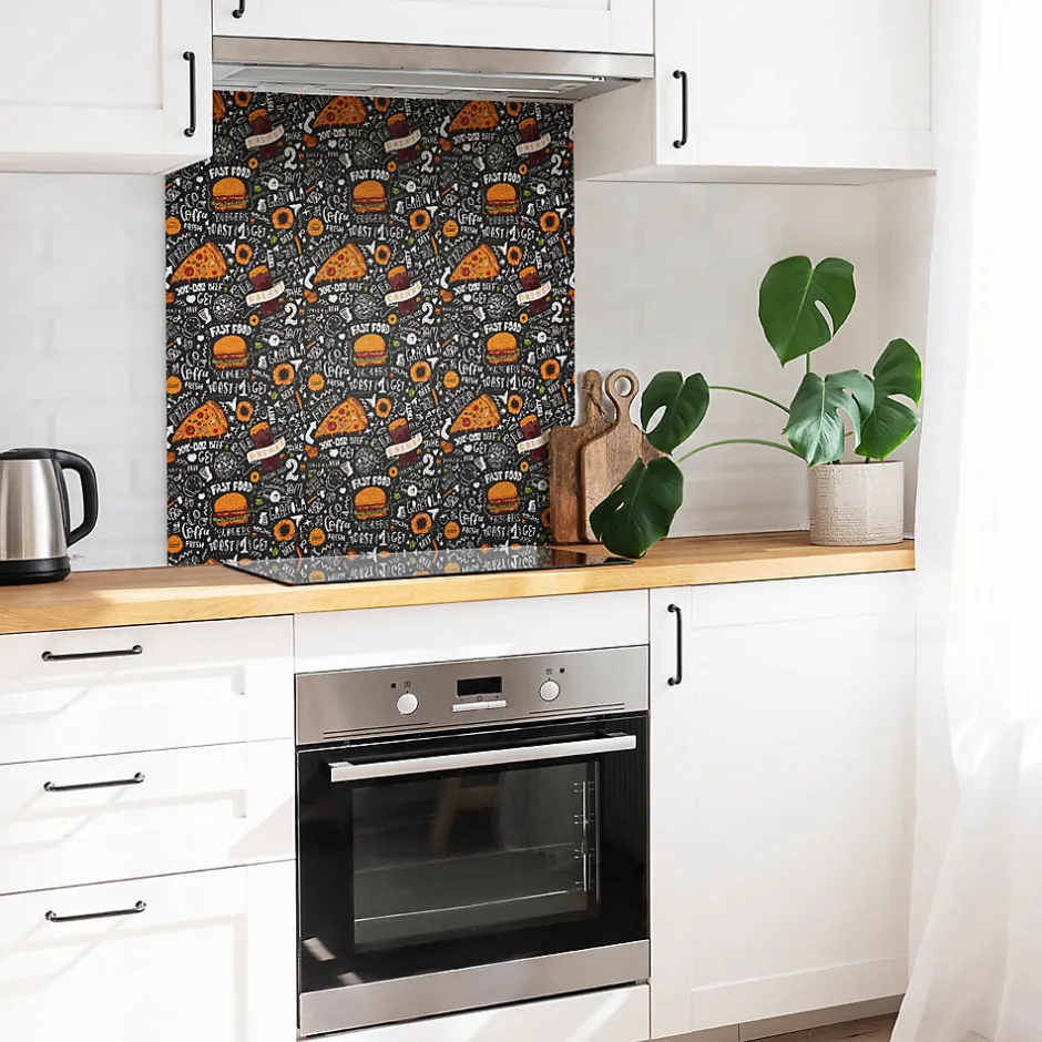 Carreaux vinyle 30x30 cm Dessin animé de restauration rapide 9 pcs-Tulup