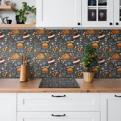 Carreaux vinyle 30x30 cm Dessin animé de restauration rapide 9 pcs-Tulup