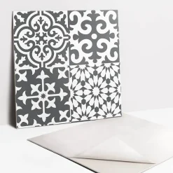 Carreaux vinyle 30x30 cm Carreaux gris à motif portugais 9 pcs-Tulup Online