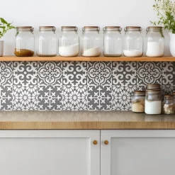 Carreaux vinyle 30x30 cm Carreaux gris à motif portugais 9 pcs-Tulup Online