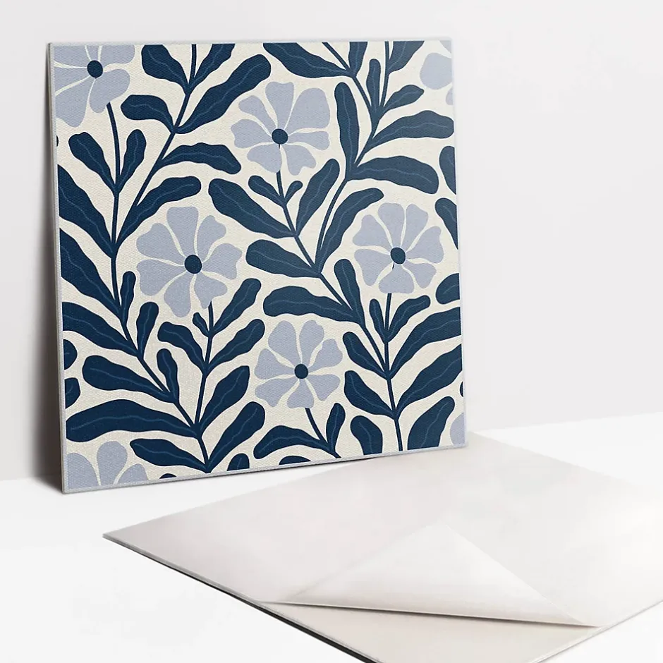 Tulup Carreaux vinyle 30x30 cm Fleurs peintes 9 pcs