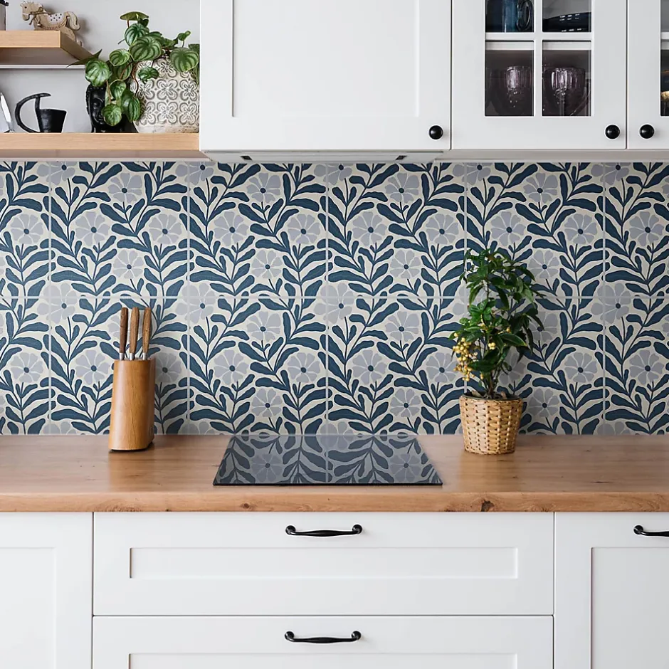 Tulup Carreaux vinyle 30x30 cm Fleurs peintes 9 pcs