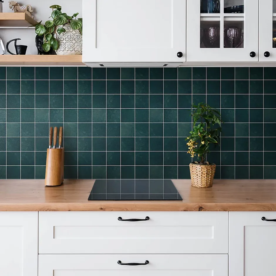 Carreaux vinyle 30x30 cm Mosaïque vert bouteille 9 pcs-Tulup Best