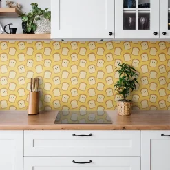 Tulup Carreaux vinyle 30x30 cm Toast souriant au dessin animé 9 pcs