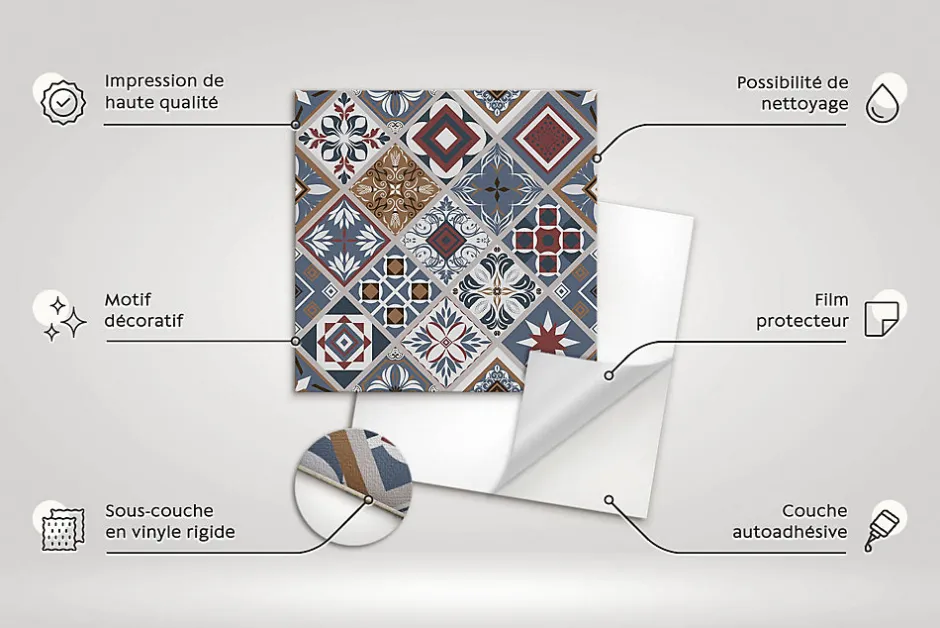 Tulup Carreaux vinyle 30x30 cm Carreaux décoratifs 9 pcs