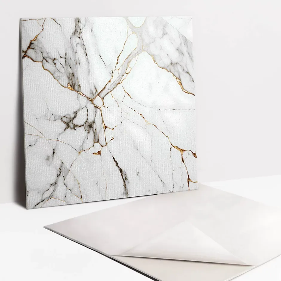 Tulup Carreaux vinyle 30x30 cm Marbre et or tendance 9 pcs