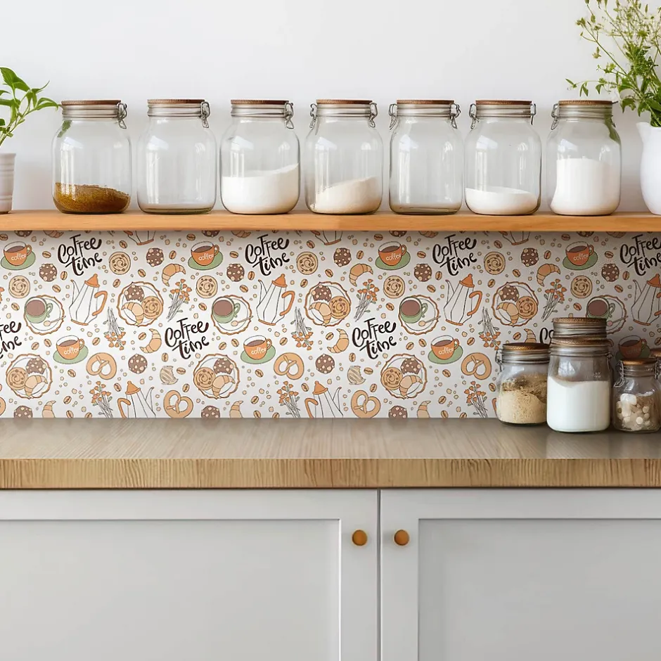 Tulup Carreaux vinyle 30x30 cm C'est l'heure du café 9 pcs