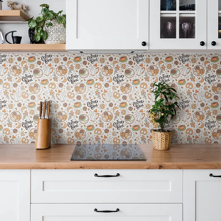 Tulup Carreaux vinyle 30x30 cm C'est l'heure du café 9 pcs