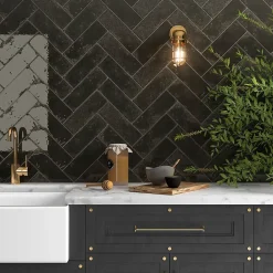 Carrelage Alma Noir brillant - brillant 15 x 15cm ( vendu par boite de 0,45 m² )-Bestile Online