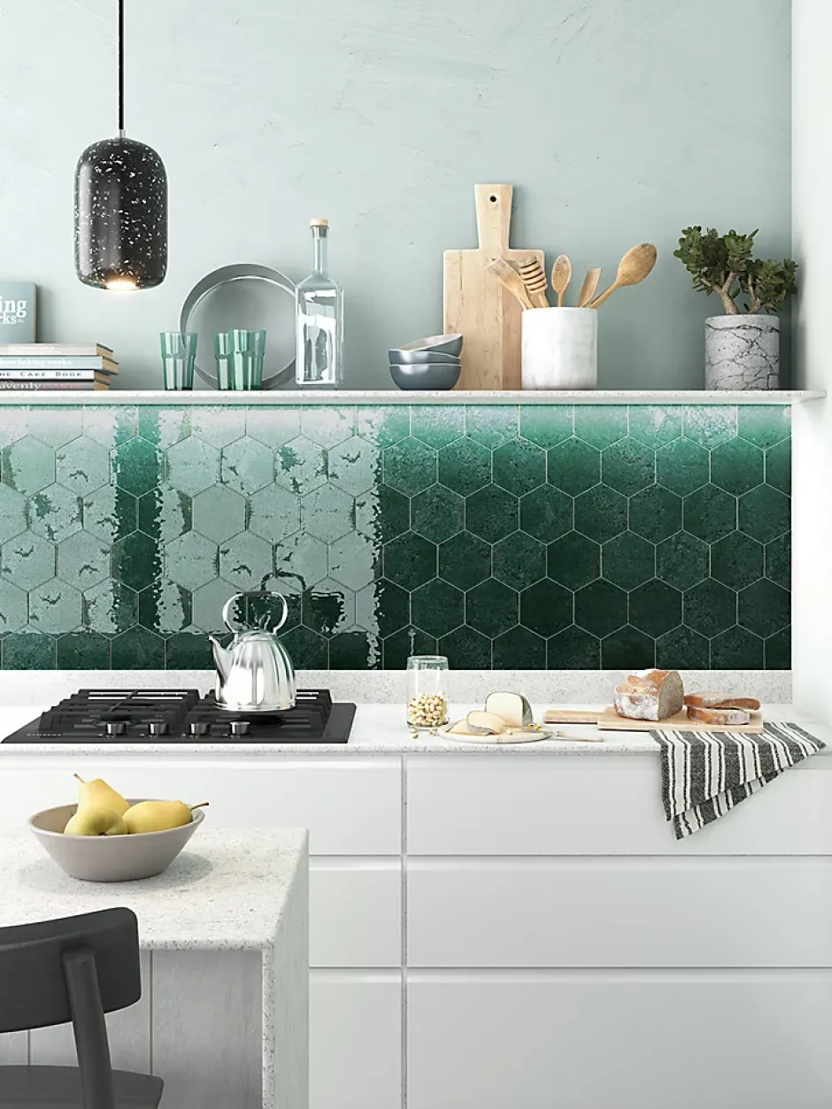 Carrelage Alma Verde - brillant 15 x 13cm ( vendu par boite de 0,31 m² )-Bestile