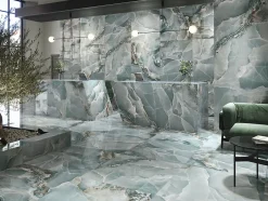 Carrelage Aspect marbre Colorado turquoise poli 60x120 cm-Tinker Outlet