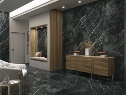 Carrelage Aspect marbre Lumos noir poli 80x80 cm-Tinker Clearance