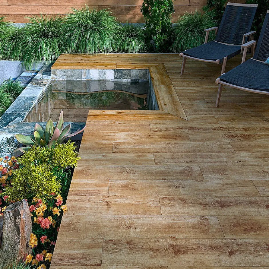 Concept Mosaïque Carrelage BOREAL ROBLE 20x120 cm Effet Bois antidérapant R11