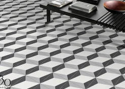 Carrelage carreau ciment 20x20 cm décor Classique Blanc/Gris Fonce/Anthracite 16 mm- vendu par boite de 0,16 m2 soit 4 carreaux --Carrelage Signature Hot