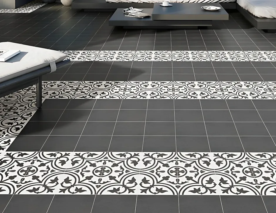 Carrelage carreaux de ciment Villa noir encanto 20x20 cm-Tinker