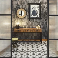 Carrelage carreaux de ciment FS STAR N 45x45 Etoile noire et blanche-Concept Mosaïque Best