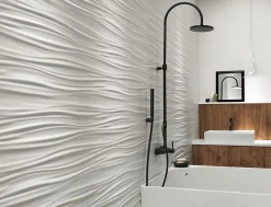 Ro'Ma Carrelage Carrelage 3D Blanc Wave 80x40x1 cm Mat Cavaro - Mur intérieur (vendu par carton de 1,28 m²) -